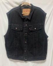 Levi's Men Vintage Black Denim Vest Made In America Vhtf Limited Edition Rare Mo