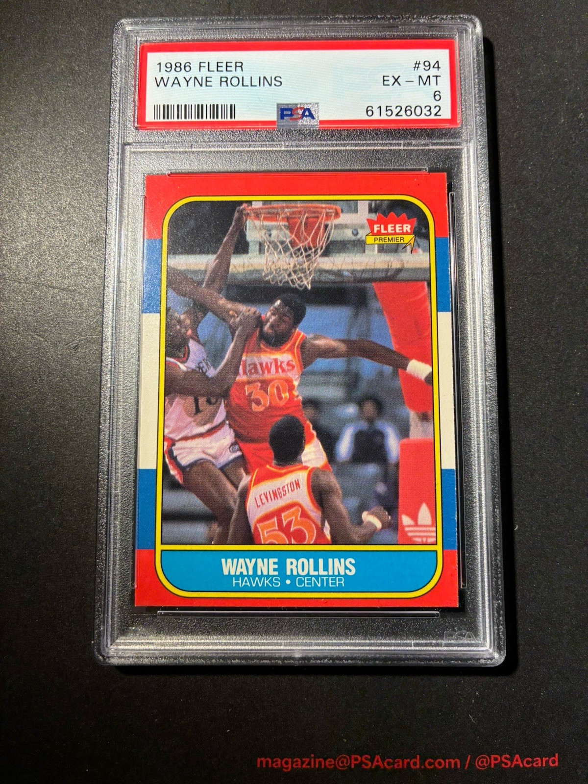Wayne Rollins 1986 Fleer Basketball NBA Atlanta Hawks #94 PSA 6