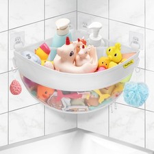 Bath Toy Storage Corner Wall Mounted, 4.32 Gallons Bath Toy Holder, Bottom Zi...