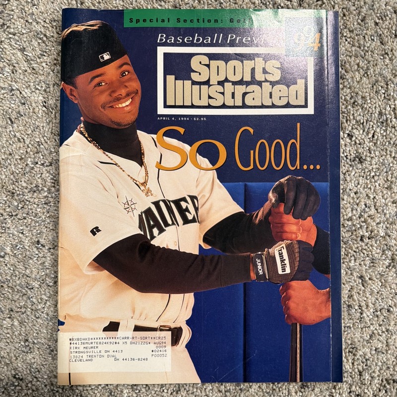 APRIL 4 1994 SPORTS ILLUSTRATED- KEN GRIFFEY JR  -  SO GOOD