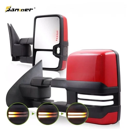 Painted Red Towing Mirrors For 2014-2019 Silverado GMC Sierra 1500 2500HD 3500HD
