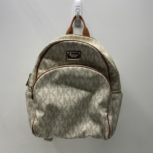 Michael Kors Vanilla Monogram Canvas Rhea Zip Medium Backpack Gold Hardware