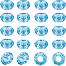 100Pcs Sky Blue Faceted Glass Rondelle Beads - Large Hole, No Metal Core, 14X8Mm