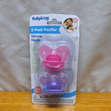 1 PACK 2 PACIFIERS BABY KING PINK  PURPLE SILICONE BINKY 0 MONTHS BPA FREE T2