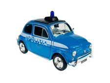 Fiat Nuova 500 Polizia Polizia 1:24 modellino metallo pressofuso blu nuovo