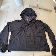 Under Armour Cropped Hooded Sweatshirt/Hoodie Lace up Neck Gray Size L