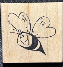 Judith BUMBLE BEE Heart Wings Wood Mount Rubber Stamp Insect Bug