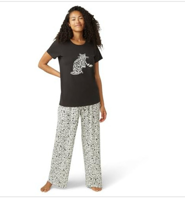 HUE Women's Super Soft Pajama 2 Piece Set Includes Embellished Short Sleeve NWT
