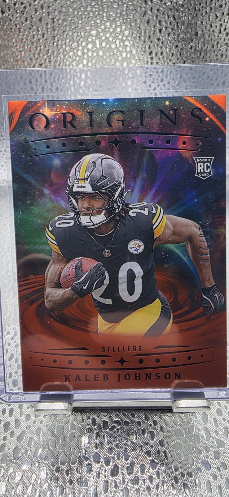 2025 Panini Origins Kaleb Johnson RC Holo Orange /249 Pittsburgh Steelers #104
