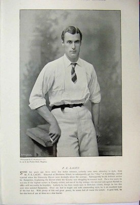 Original alter antiker Druck 1895 Cricket Sport Lacey Cambridge Cunliffe Eton