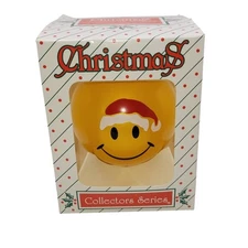 Santa Smiley Face Collectors Series Topperscot made in USA EUC original box 3”