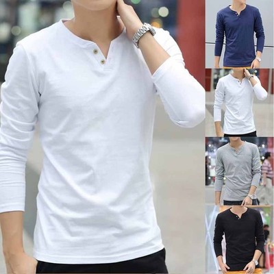 Herren Pullover T-Shirt Slim Weich Tee Tops Unterteil Shirt Atmungsaktiv Herren