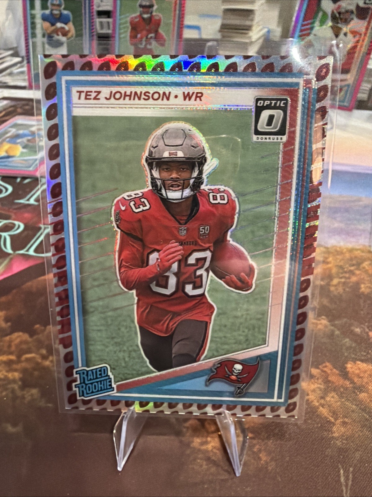 Tez Johnson - 2025 Donruss Rookie #313 Optic Football Emoji Prizm Preview RC SSP