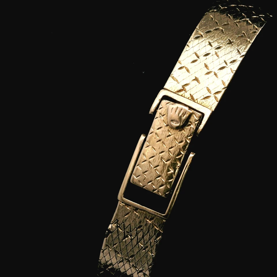 Reloj Rolex vintage para dama - Reloj de lujo cuadrado de malla suiza de oro amarillo de 14 quilates Foto 4 de 4