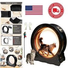 Eco Friendly Wooden Cat Exercise Wheel 35.4 Inch Low Noise Indoor Treadmill