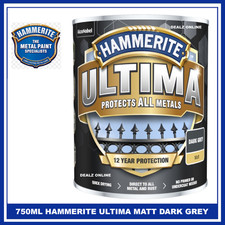 Hammerite Ultima MATT DARK GREY 750ML  Metal Paint