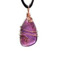 Amethyst AnhäNger Halskette Kupfer Umwickelt Spule Spiritueller Geist Edelste...