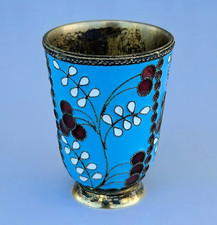 Vintage USSR 916 Sterling Silver Cloissone Enamel Gilt Vodka Cup
