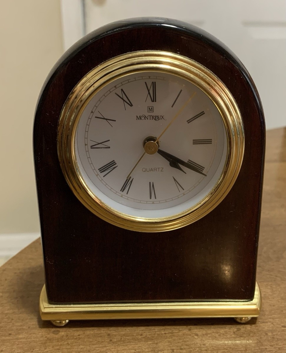 VTG Montreux Quartz Desk Table Top Clock Battery Operated 5” Tall  display picture 1