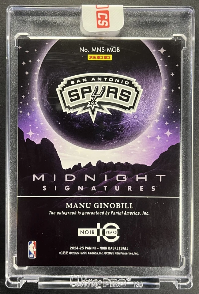 2024 Panini Noir #MNS-MGB Manu Ginóbili Midnight Signatures On-Card Auto/49 Foto 2 de 2