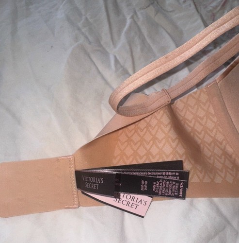Reggiseno push up Victoria's Secret maglietta imbottita nuovo con etichette 34DD beige nudo - Foto 5 di 7