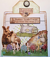 Easter Stuffed Pocket 2 Ephemera Vintage Bunny Eggs Vellum OOAK 3D Handmade