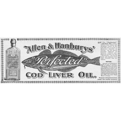 ALLEN & HANBURY Lebertran viktorianische Werbung 1899