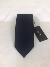 BOSS Hugo Boss Luxury Navy Blue 100 Silk Tie 7.5cm Business Italian NWT
