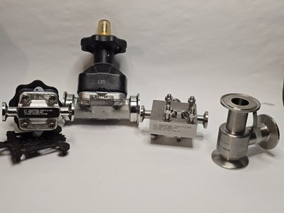 LOT OF 3 ITT Pure-Flo Sanitary Diaphragm Valve+316L Block Valve +Burns RTD.