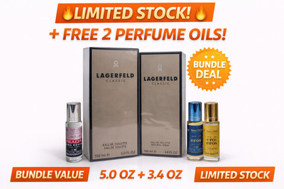 Lagerfeld Classic 5oz + 3.4oz Bundle Men + 2 FREE Perfume Oils Gift