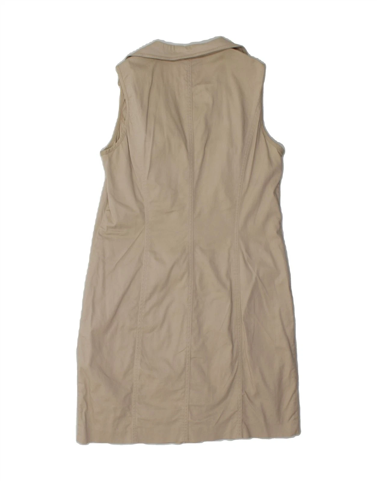 MICHAEL KORS abito camicia donna senza maniche US 10 grande beige cotone BA08
