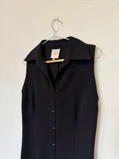 LA City Paris Sleeveless Black Midi Dress Button Front Made France Women’s Small