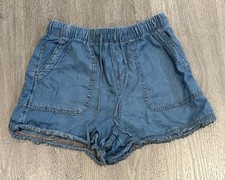 Time and Tru Pull-On Women's Denim Shorts distressed edge, drawstring