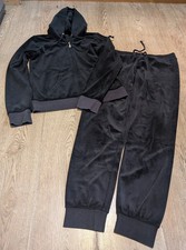 Juicy Couture Black Label Black Tracksuit Set Black Velour Size Medium Ladies