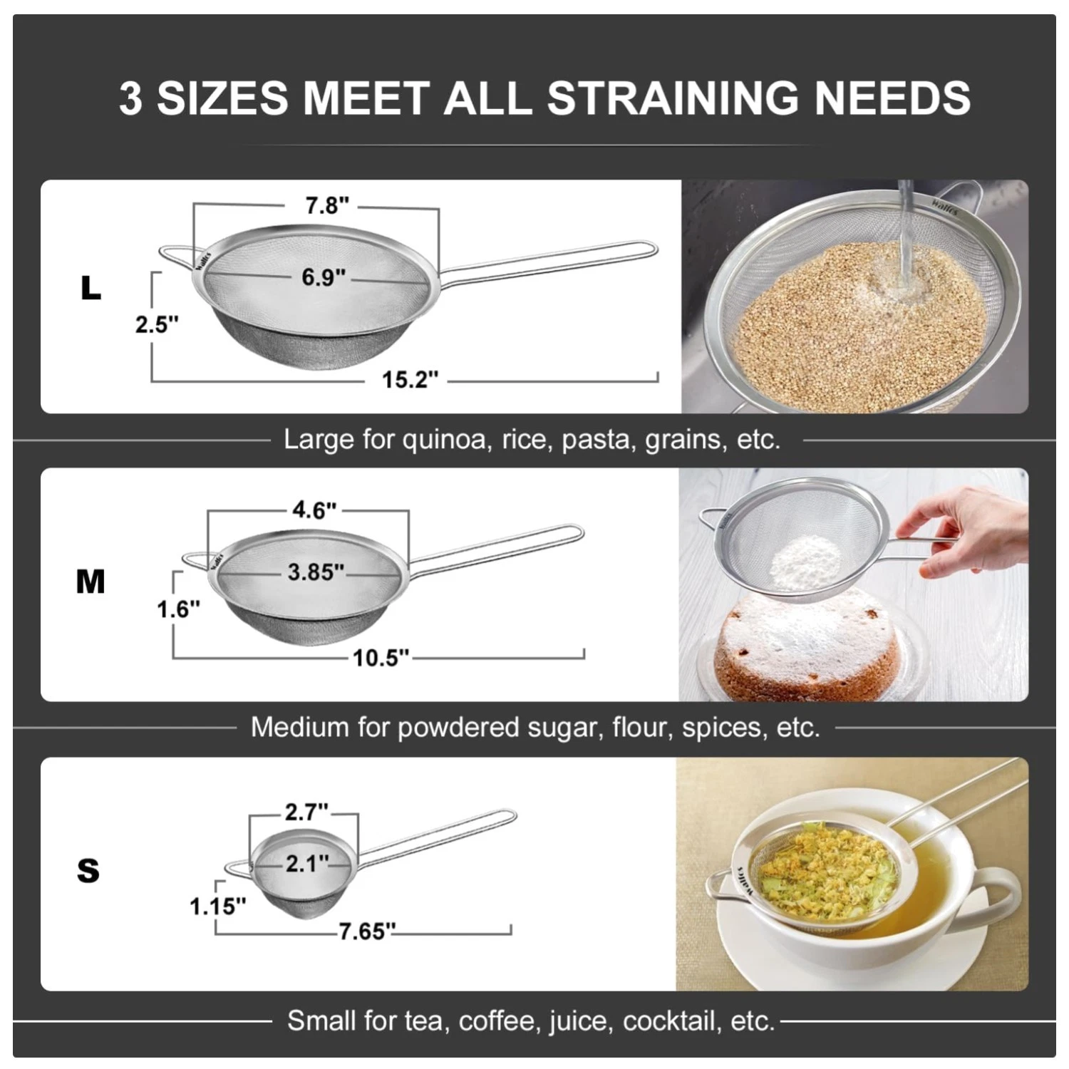 Colanders & Sifters Set - Reinforced Frame