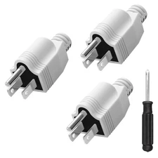 3-Prong Replacement Plug 3 Pack with Screwdriver, 15A 125V Male Power Plugs