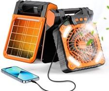 Solar Camping Fan 5200mAh, Portable Solar Powered Fan Camping with LED Light,...