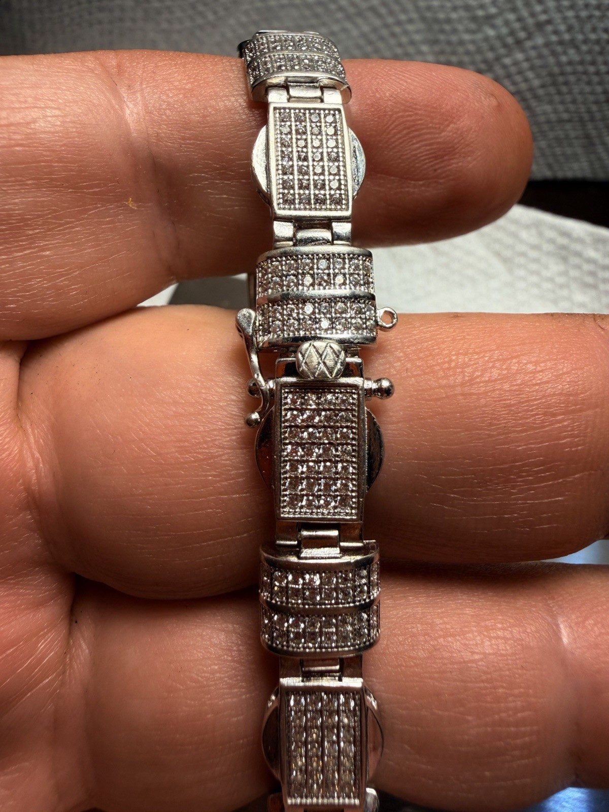 Solid Sterling Silver  Round CZ  Link Bracelet Si… - image 8