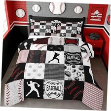 Kids Baseball Comforter Set,Softball Bedding Set,Sports Game King Baseball 01
