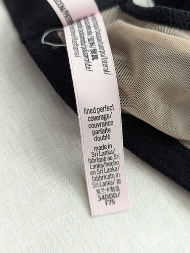 Victoria's Secret gefütterter Doppel-BH perfekte Abdeckung schwarz transparentes Netz 34DDD - Bild 4 von 9