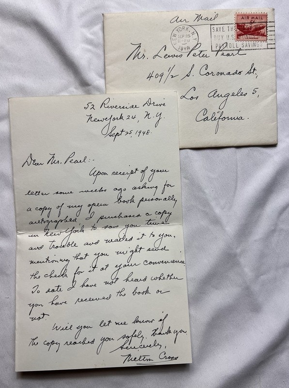 Milton Cross Personal Handwritten Letter and Envelope with Signature 1948 