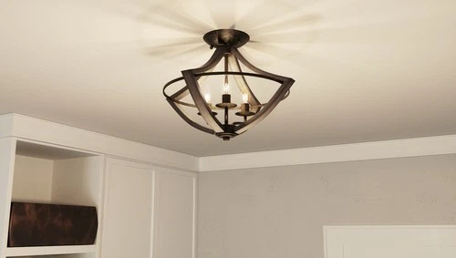 Shire 3-Light Semi-Flush Mount in Rustic Black - Picture 2 of 3