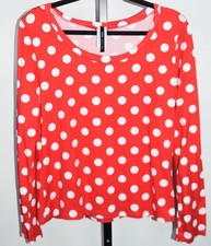 MOA Collection Red Polka Dot Long Sleeve Top ...