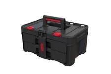 Keter Stack-n-Roll Two Drawer Tool Box for Small Parts 2 Drawer, Black/Red