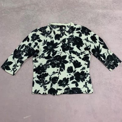 Vintage Strickjacke Blumenmuster Strickpullover mit kürzeren Ärmeln