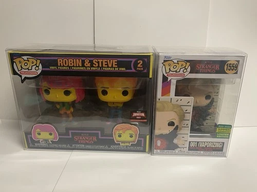 Funko Pop! Vinyl: Stranger Things lot (2) 001 (Vaporizing) + Robin & Steve 2 Pk