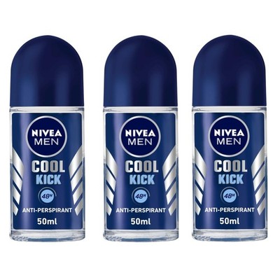 NIVEA MEN Roll On Deodorant Cool Kick Fresh Mint 50ml Pack of 3