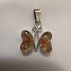 Vintage Sterling Silver 925 Pressed Flower butterfly Pendant — photo 1