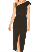 NWT Yumi Kim Womens Black That Jazz One Shoulder Cocktail Midi Sheath Dress S
