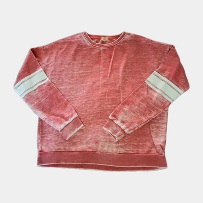 True Craft Crop Top Long Sleeve Womens Size Small Red & White.